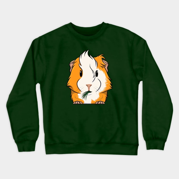 Orange/White Abyssinian Guinea Pig Crewneck Sweatshirt by DeguArts